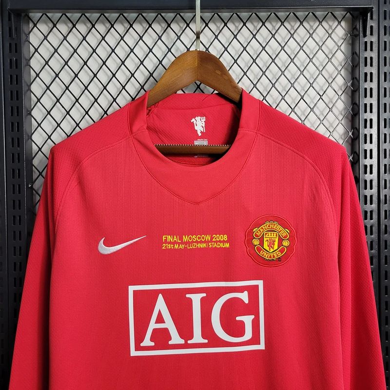 Maillot rétro Manchester United domicile manches longues 2007-2008 LDC