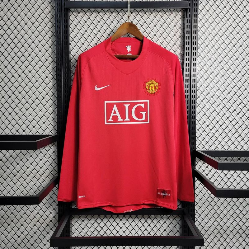 Maillot domicile rétro Manchester United 2007-2008 à manches longues Image principale du produit